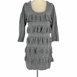 Anthropologie Leifsdottir Wool Blend Tiered Dress Gray Women's Size Large
